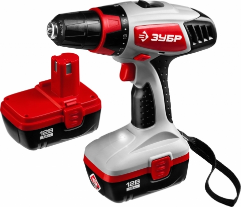 products/Аккумуляторная дрель-шуруповерт Зубр ЗДА-12-2 КИН, 12 В, Ni-Cd, 2 АКБ