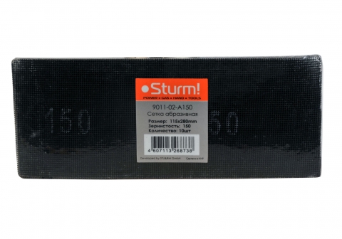 products/9011-02-A150 Сетка абразивная 115x280 мм (10 шт в упаковке) №150, ВОДОСТОЙКАЯ, Sturm!