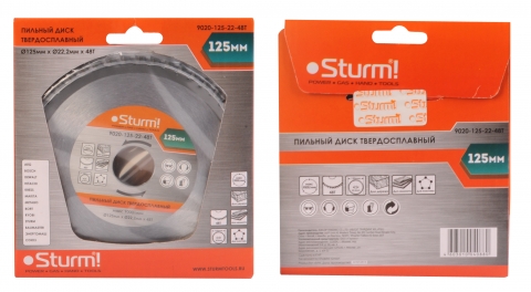 products/9020-125-22-48T Пильный диск, размер 125x22x48 зубьев, твердосплавные напайки Sturm!