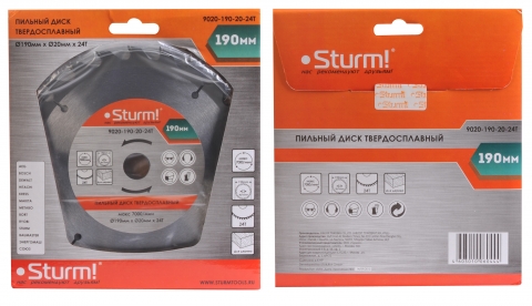 products/9020-190-20-24T Пильный диск, размер 190x20/16x24 зуба, твердосплавные напайки Sturm!