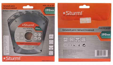 products/9020-190-30-24T Пильный диск, размер 190x30x24 зуба, твердосплавные напайки Sturm!