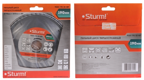 products/9020-190-30-48T Пильный диск, размер 190x30x48 зубьев, твердосплавные напайки Sturm!