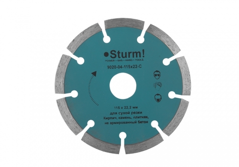 products/9020-04-115x22-C Алмазный диск, сухая резка, сегментный 115мм Sturm!