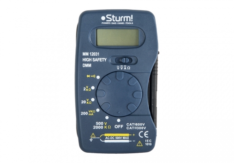 products/MM12031 Мультиметр Sturm, ЖК дисплей, АВТОДИАПАЗОН,4-500 В