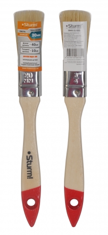 products/9040-21-020 Кисть плоская "Standart" 3/4" (20мм), натуральная щетина, деревянная ручка, Sturm!