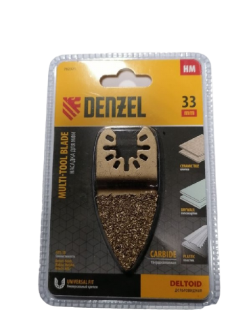 products/Насадка для МФИ шлифовальная двусторонняя дельта, узкая, HM, по плитке и дереву, 35 мм Denzel 782321