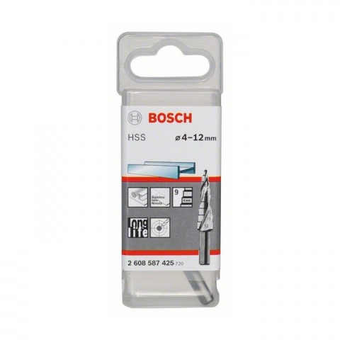 products/Ступенчатое сверло HSS 9 ступений 4-12 мм Bosch 2608587425