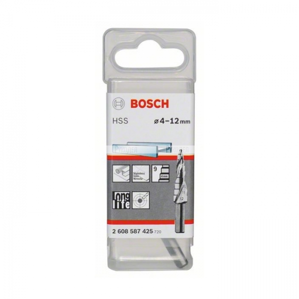 Ступенчатое сверло HSS 9 ступений 4-12 мм Bosch 2608587425