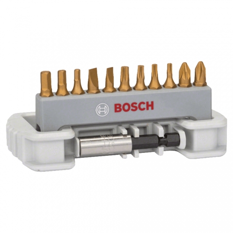 products/Набор Bosch из 11 бит Max Grip PH/PZ/T/S/HEX TiN + быстросменный держатель, арт. 2608522134