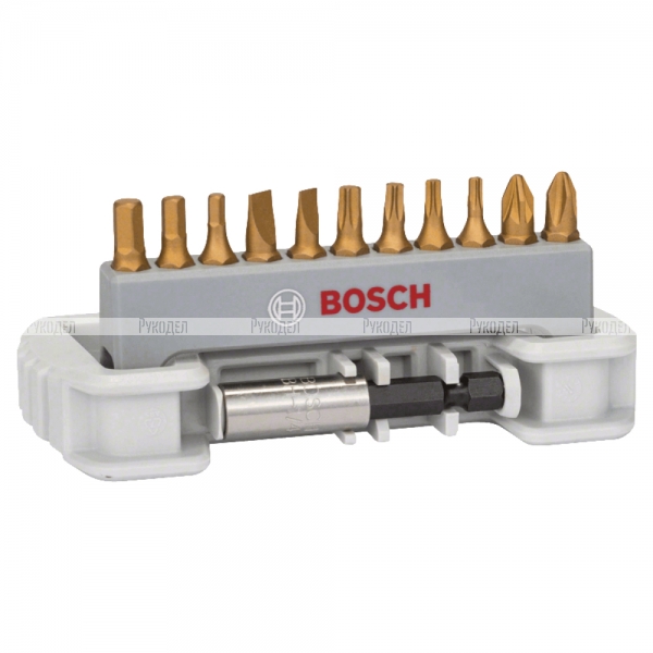 Набор Bosch из 11 бит Max Grip PH/PZ/T/S/HEX TiN + быстросменный держатель, арт. 2608522134