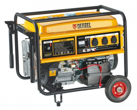products/Генератор бензиновый Denzel GE 7900E 6,5 кВт, 220В/50Гц, 25 л, электростартер (арт. 94685)