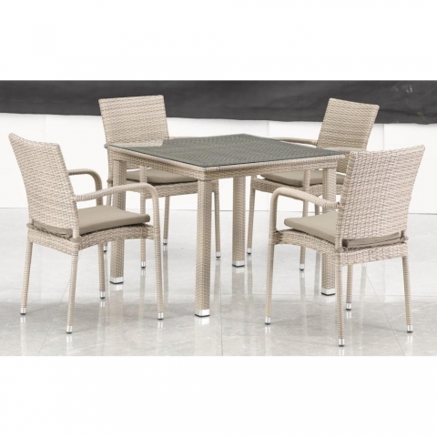 products/Комплект плетеной мебели Afina T257C/Y376C-W85 Latte (4+1) + подушки на стульях