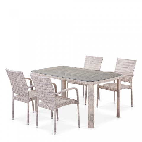products/Комплект плетеной мебели Afina T256C/Y376C-W85 Latte (4+1) + подушки на стульях