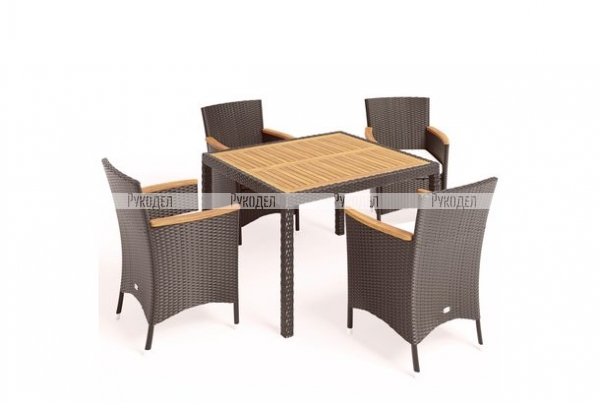 Комплект плетеной мебели Afina AFM-440 90x90 4Pcs Black (4+1)