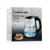 Электрический чайник BRAYER BR1040BK, серебристый, черный