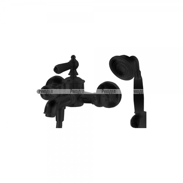 Смеситель для ванны с коротким изливом с аксессуарами Bravat Art, черный, F675109BM-B
