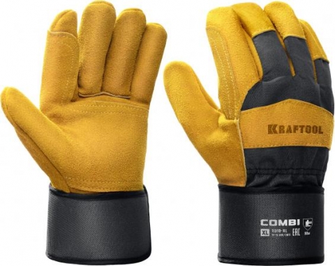 products/KRAFTOOL COMBI от мех. воздействий, с доп. накладкой на ладони, XL, комбинированные, спилковые перчатки (11310-XL)