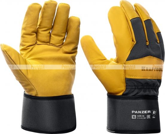 KRAFTOOL PANZER от мех. воздействий, XL, комбинированные, кожаные перчатки (11320-XL)