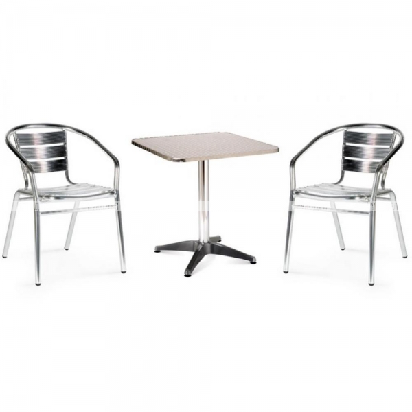 Комплект мебели для летнего кафе Afina LFT-3059/T3125-60x60 Silver (2+1), арт. LFT-3059/T3125-60x60 Silver 2Pcs