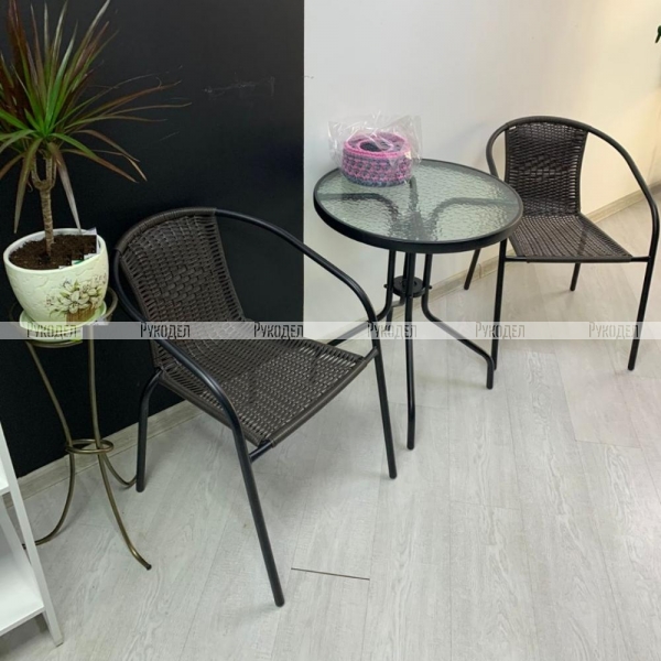 Комплект мебели Асоль-LR02 LRC-02/LRT-02-D60 Dark Brown (2+1) Afina