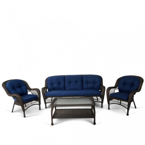 products/Комплект плетеной мебели из искусственного ротанга LV216 Brown/Blue Afina