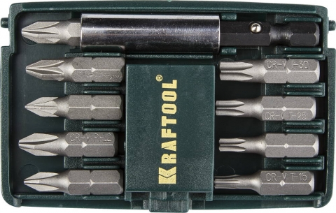 products/Набор бит "COMPACT-10" с магнитным адаптером, KRAFTOOL 26130-H10, в мини бит-боксе, 10 предметов