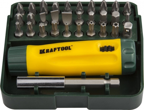 products/Набор KRAFTOOL Отвертка реверсивная с битами и адаптером, Cr-V, 32 предмета