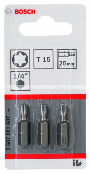 3 БИТ 25ММ TORX T15 XH 2607001607