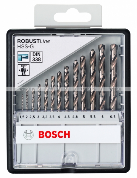 13 СВЕРЛ Bosch HSS-G. ЗАТОЧКА 135. ROBUST LINE 2607010538