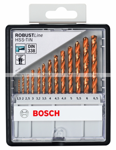 13 СВЕРЛ Bosch HSS-TIN ЗАТОЧКА 135 ROBUST LINE 2607010539