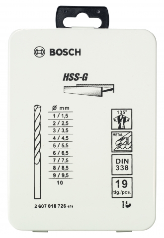 products/Набор сверл по металлу Robust Line 19 шт. (1-10 мм; HSS-G) Bosch арт.2607018726