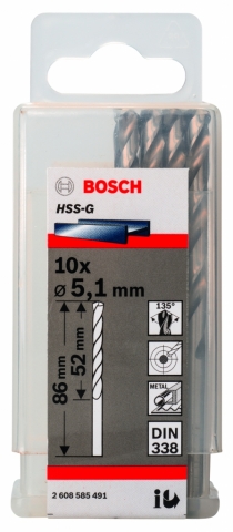 products/Сверло HSS-G Standardline (10 шт; 5.1х86 мм; HSS) по металлу Bosch 2608585491