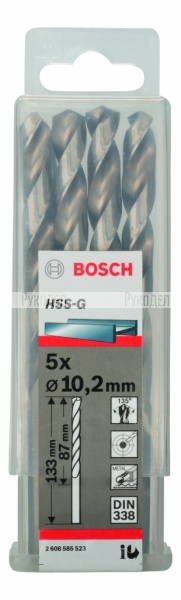 Сверло HSS-G Standardline (5 шт; 10.2х133 мм; HSS) по металлу Bosch 2608585523