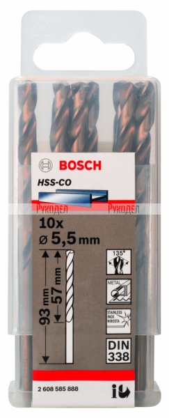 Сверло по металлу HSS-CO (5.5х93 мм; 10 шт.) Bosch 2608585888