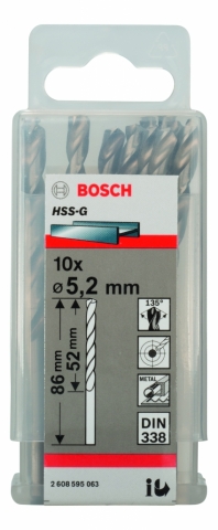 products/Сверло HSS-G Standardline (10 шт; 5.2х86 мм; HSS) по металлу Bosch 2608595063