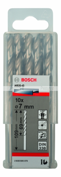 Сверло HSS-G Standardline (10 шт; 7х109 мм; HSS) по металлу Bosch 2608595070