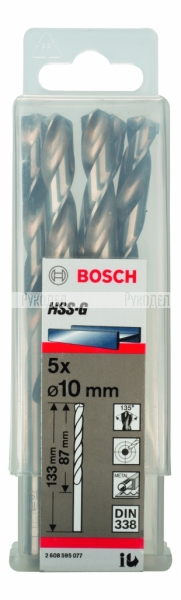 Сверло HSS-G Standardline (5 шт; 10х133 мм; HSS) по металлу Bosch 2608595077