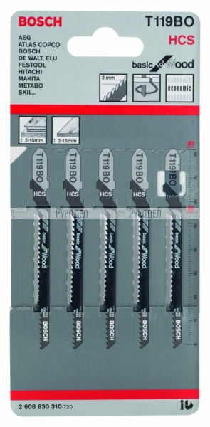 5 ЛОБЗИКОВЫХ ПИЛОК T 119 ВО, HCS 2608630310