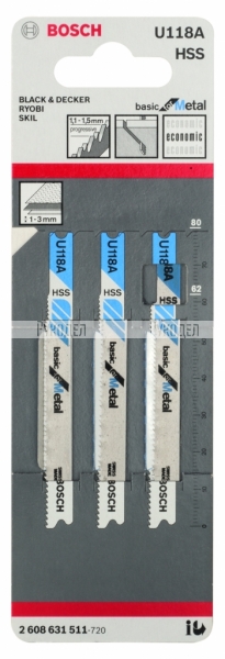 3 ЛОБЗИКОВЫЕ ПИЛКИ U 118A, HSS 2608631511