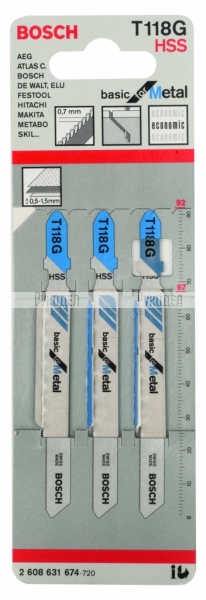 3 ЛОБЗИКОВЫЕ ПИЛКИ T 118 G, HSS 2608631674