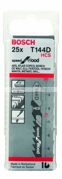 25 ЛОБЗИКОВЫХ ПИЛОК Bosch T 144 D, HCS 2608633625