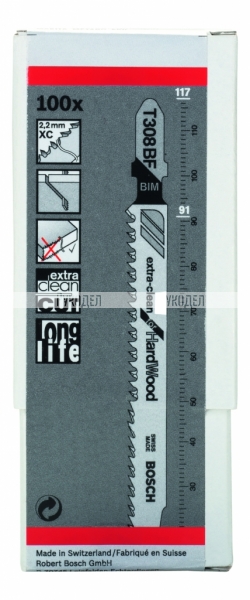 Пильное полотно T308BF для лобзиков 100 шт. BIM BOSCH 2.608.636.571