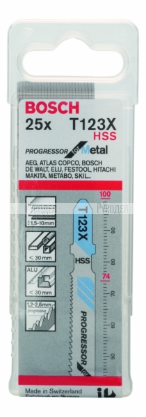 25 ЛОБЗИКОВЫХ ПИЛОК Bosch Т 123 Х, HSS 2608638474