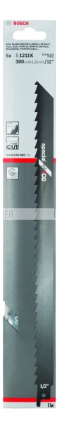 Полотно пильное для резки льда S1211K (300 мм; 5 шт.) Bosch 2608652900