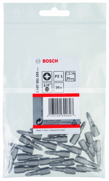 Набор расходников (Биты 25 мм; 25 шт) POZIDRIV 1 XH Bosch 2607001556