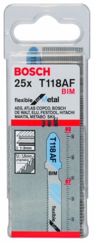 products/Пилки T118AF для лобзика по металлу 25 шт. (67 мм; BIM) BOSCH 2608634991