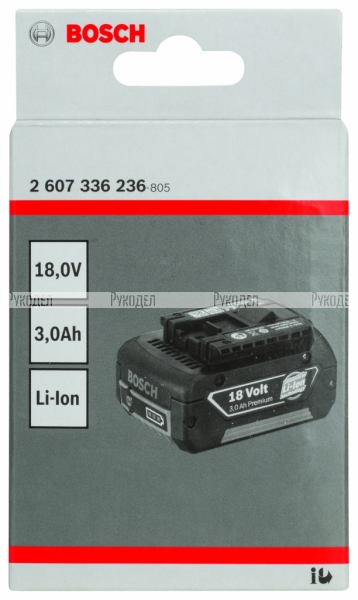 Аккумулятор Bosch 18V Li-Ion 3Ah 2607336236