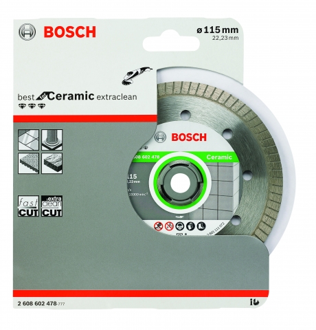 products/Диск алмазный отрезной Best for Ceramic Extraclean Turbo (115х22.2 мм) для УШМ Bosch 2608602478