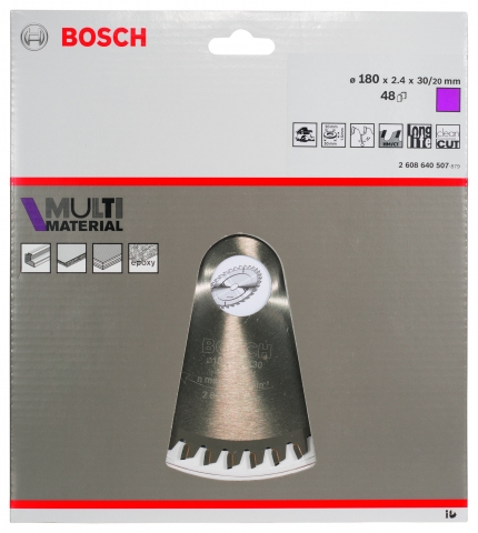 products/Диск циркулярный Multi Material для ручных циркулярных пил (180х30 мм; Z48) Bosch 2608640507