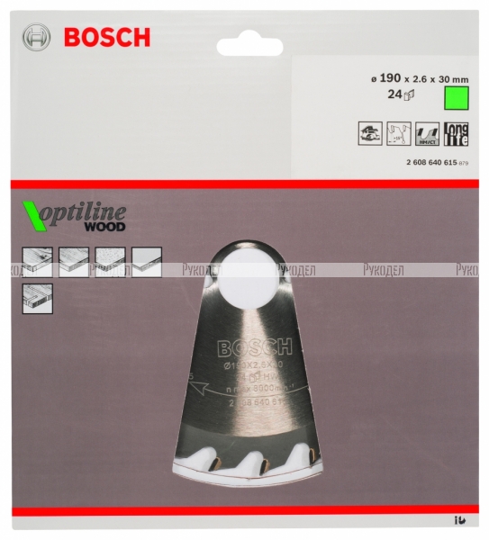 Диск пильный по древесине 190х30 мм Bosch 2.608.640.615